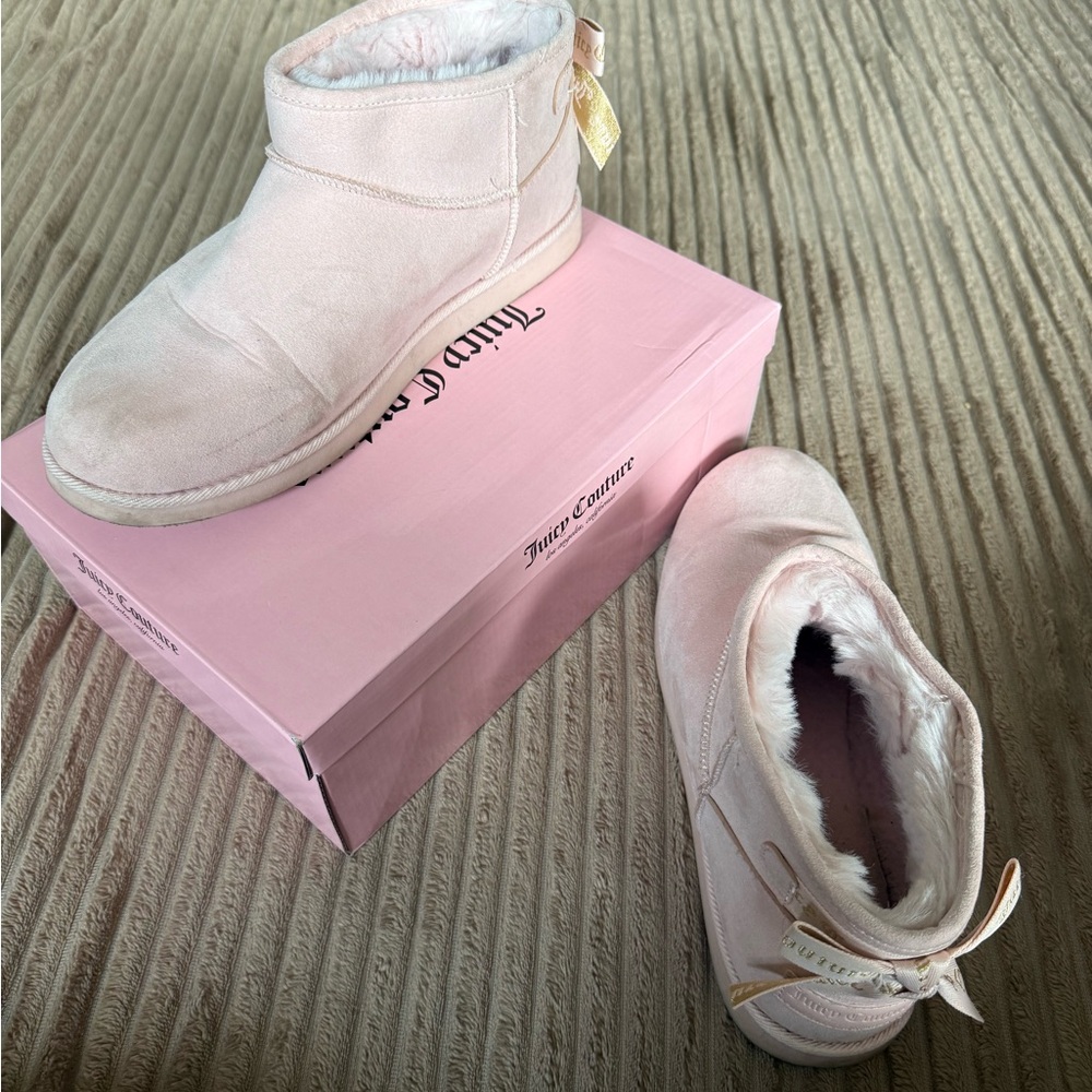 Juicy Couture Pink Booties with Gold Accents